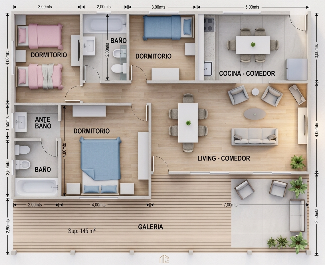 Plano vivienda 145 m2